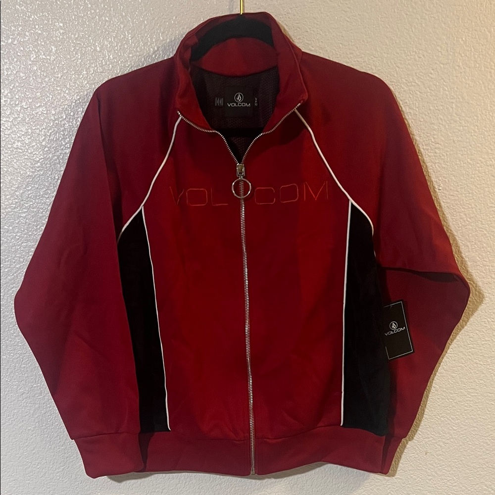 Volcom Women's Red and Black Varsity Jacket